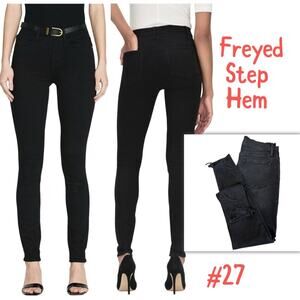 Frame Black Le Skinny de Jeanne Freyed Step Hem Stretch Jeans SZ 29 $228